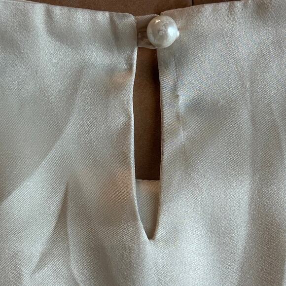 Silk Lace Blouse Vintage 90s Sleeveless Romantic Bridal Victorian Top M - Picture 7 of 10